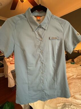 Eddie Bauer Light Blue Short-Sleeve Button-Down Shirt